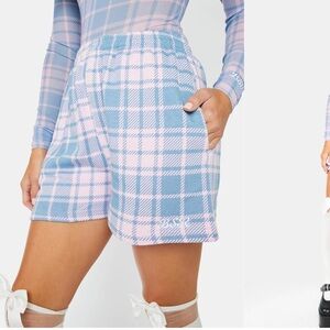 Samii Ryan Blue My Way Plaid Shorts
